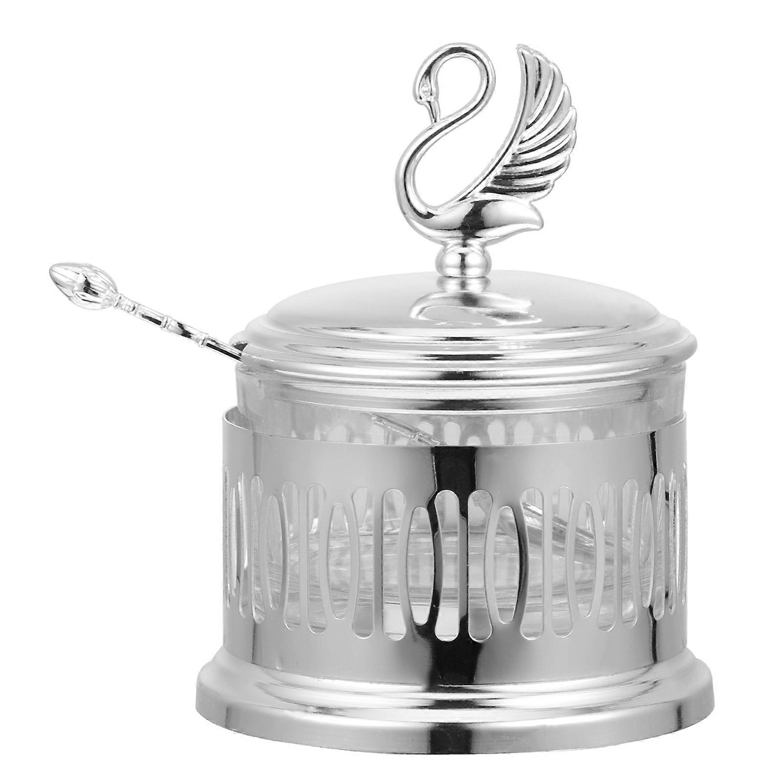 Swan Shape Seasoning Jar 1Pack Waterproof Kitchenware Home Use Silver Storage Bottle
