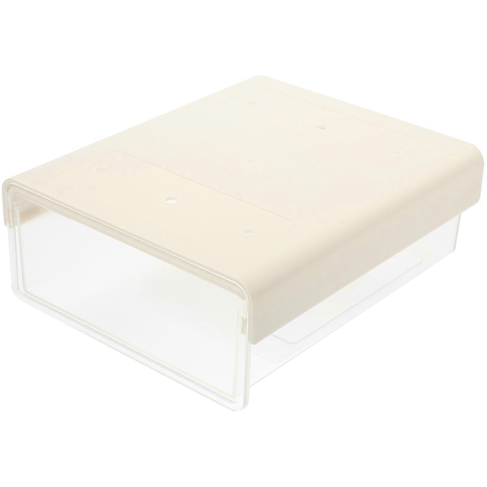 White Plastic Under Desk Drawer Storage with Smooth Surface for Organizing Small Sundries 7.5 Inches