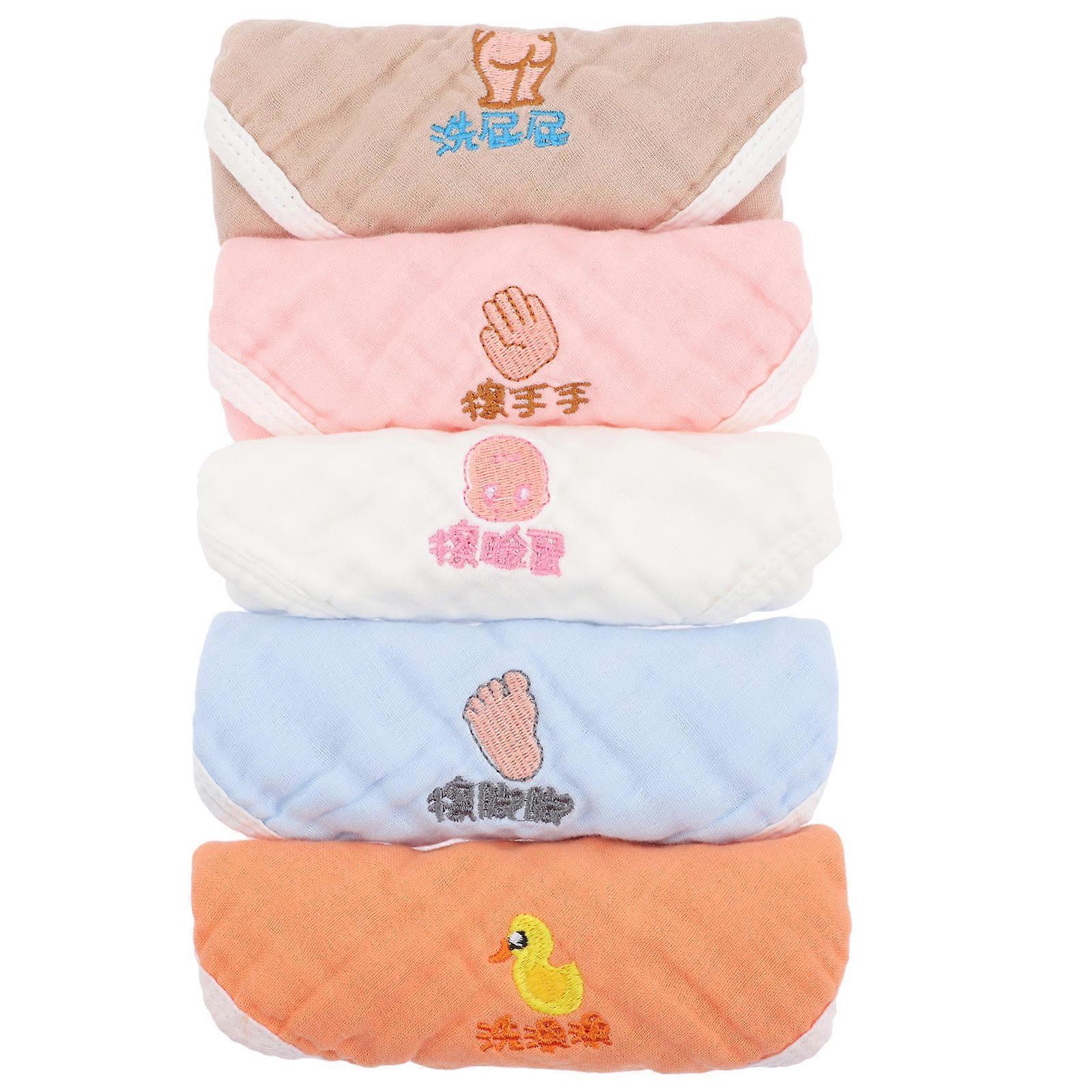 Assorted Towels 5Pcs Cotton for Baby Bathing Easy to Clean 30x30cm