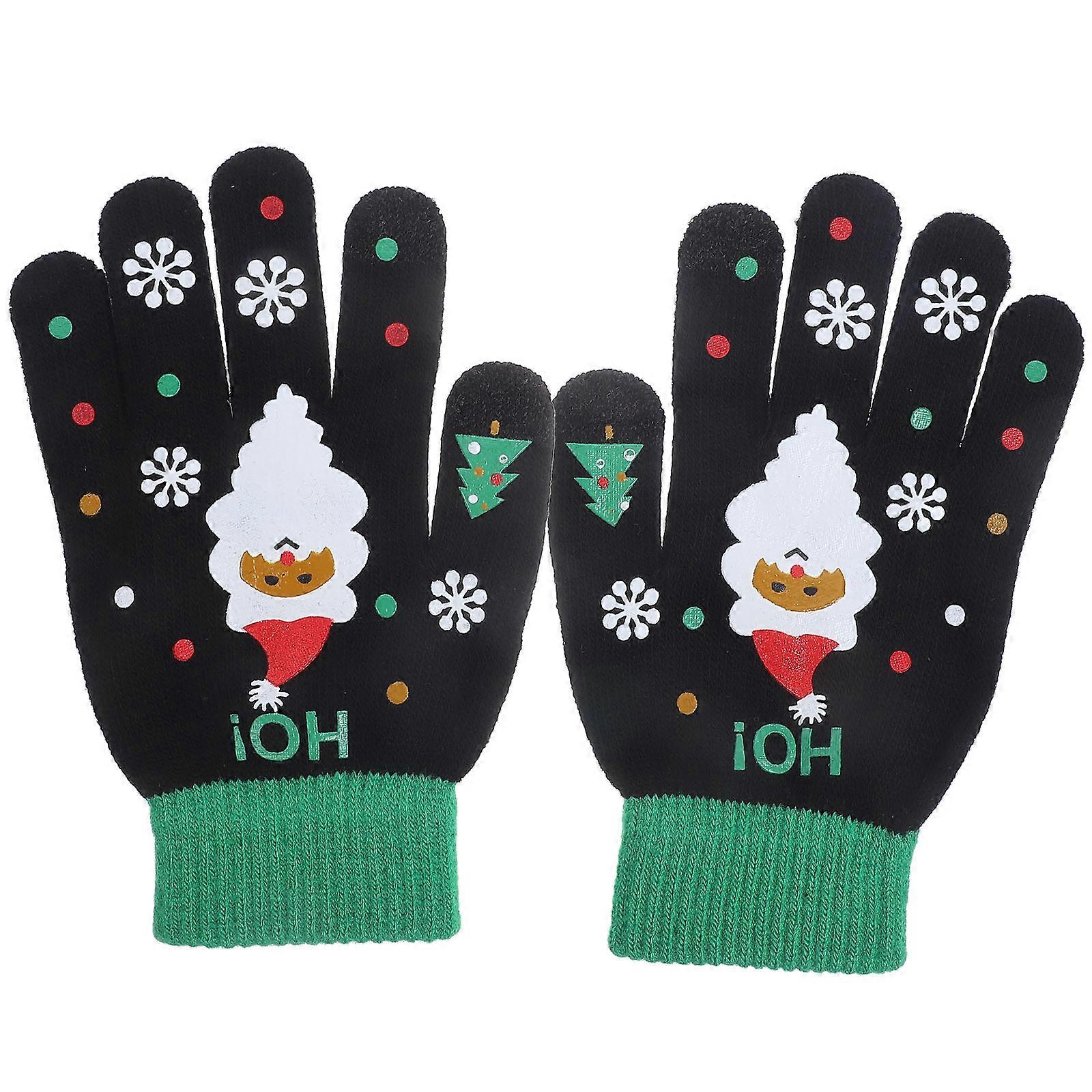Winter Accessory Knitted Thick Warm Gloves For Women Utilizing Conductive Fiber For Touchscreen Functionality 1 Pair