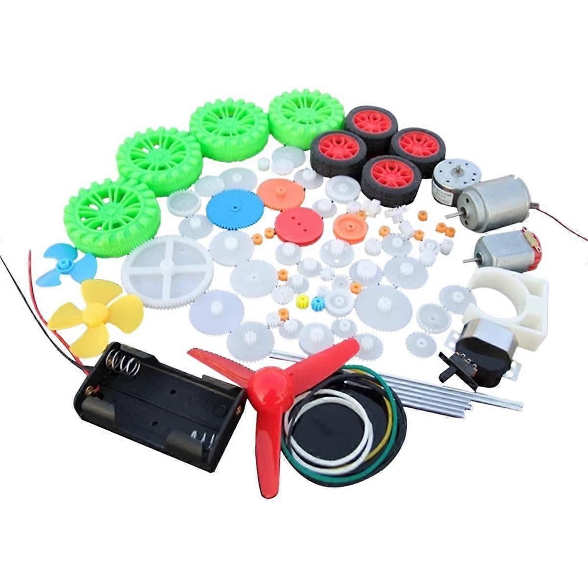 Toys Cars Robots DIY Accessories DIY Motorized Car Robot Kit with Worm Drive, Belts, Bearings, Wheels, Gears for Kids