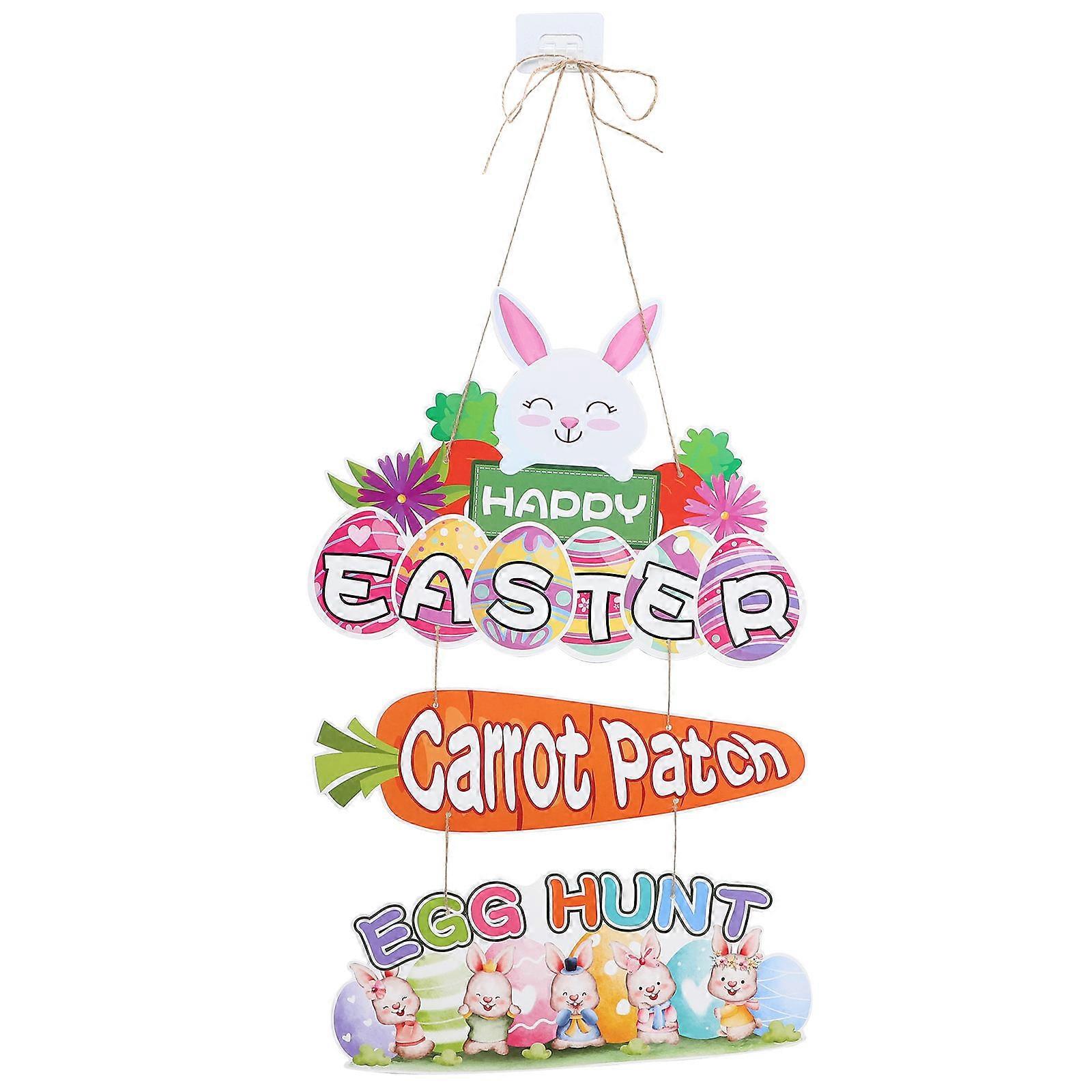 Easter Hanging Sign with Carrot & Bunny Ornament – Reusable Door Decoration for Festive Celebrations – Low Maintenance Party Adornment