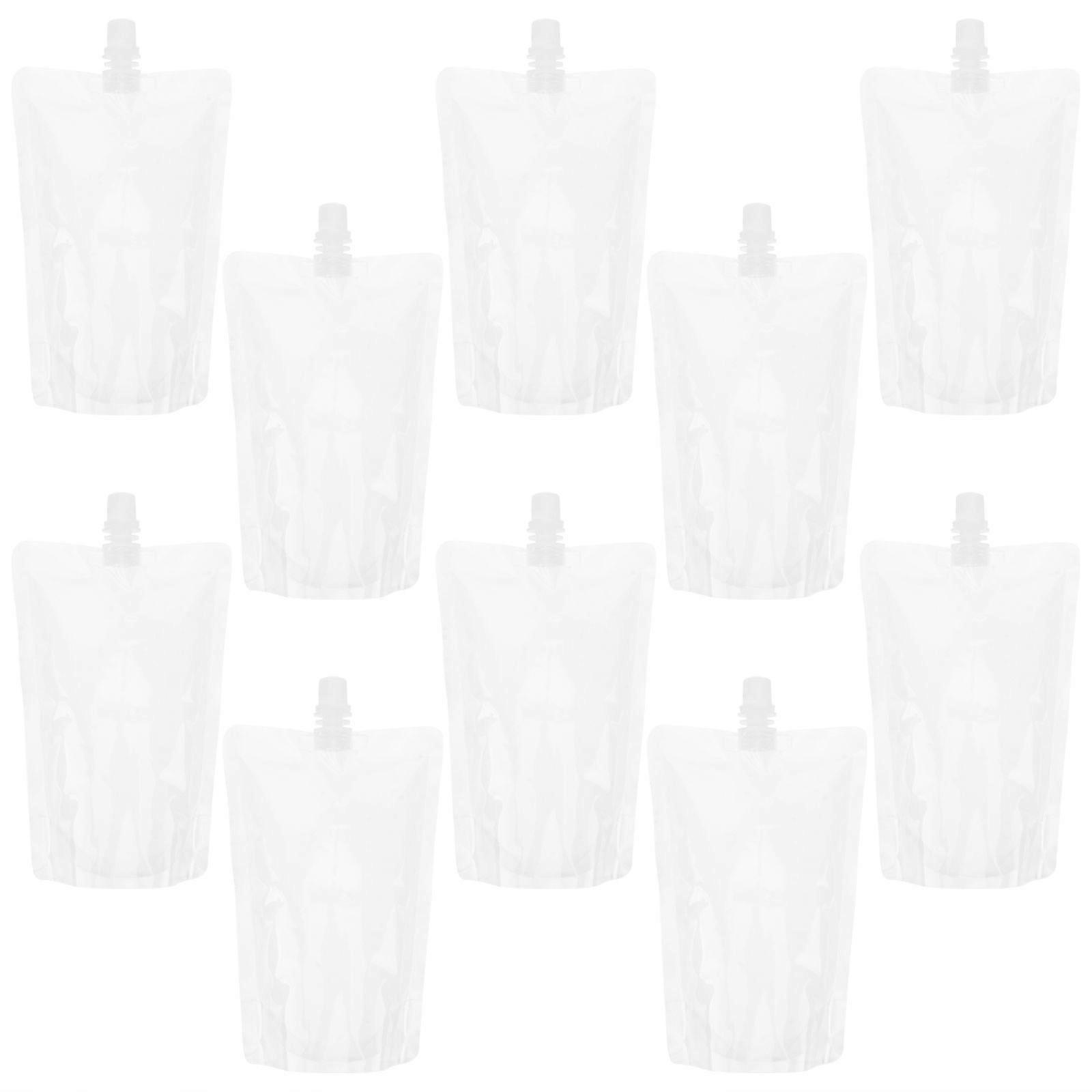 50pcs Transparent Beverage Flasks Standing Liquor Pouch Portable Plastic Drinks Bag (380ml)