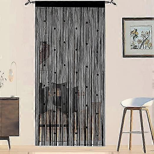 וילון דלת חרוזים 100x200 ס"מ שחור למחיצת חדר חלון