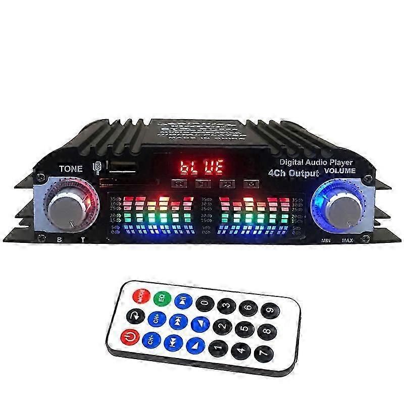 Bluetooth 5.0 HIFI Audio Amplifier 4-Channel Digital Sound Amp for Home Audio Systems, Car, Karaoke