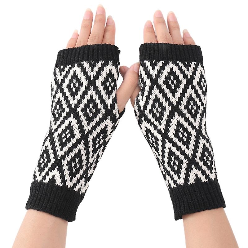 Geometry Gloves Fingerless Stretchy Striped