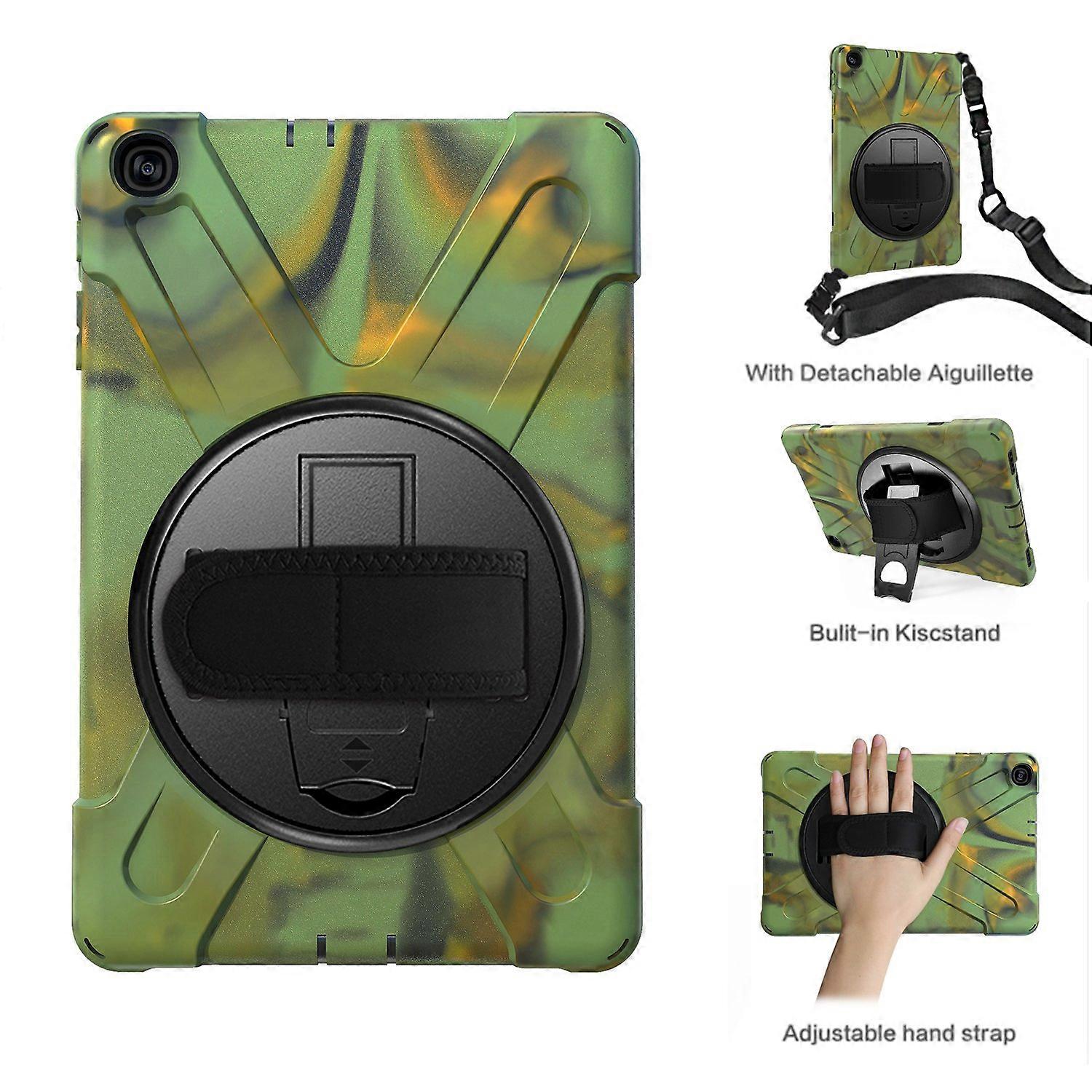 360° Swivel PC + Silicone Combo Kickstand Shell with Shoulder Strap for Samsung Galaxy Tab A 10