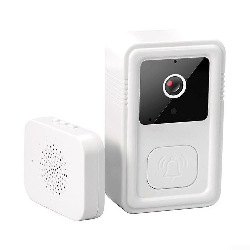 Wireless HD video doorbell with interactive features including custom voice messages (white)