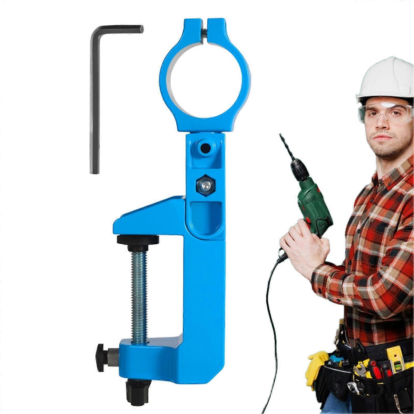 Holder for electric drill, adjustable table drill stand with stable workbench and clamping clip for workshop and garage