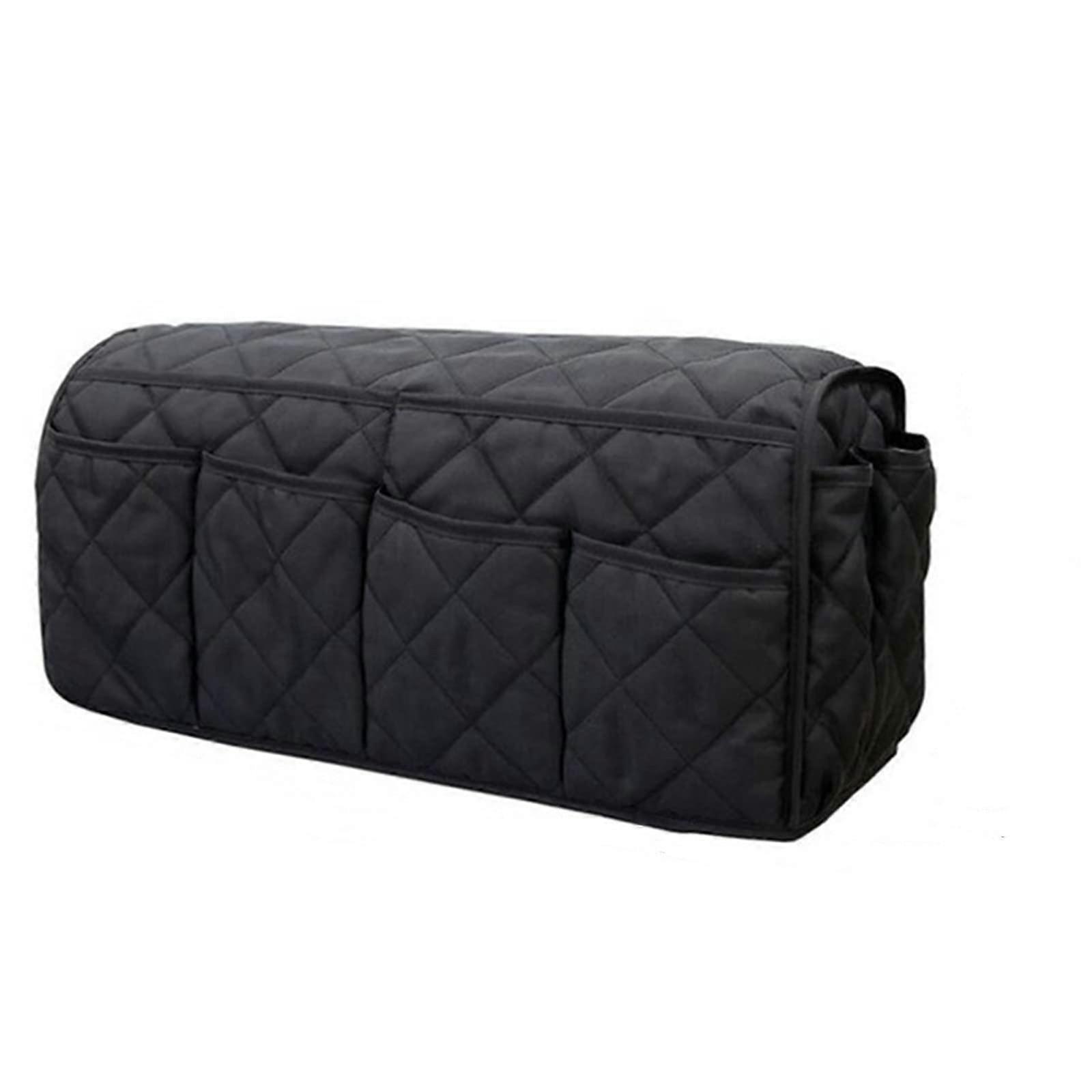 Sofa Armrest Storage Bag with 14 Pockets (Black, 50x22x22cm)