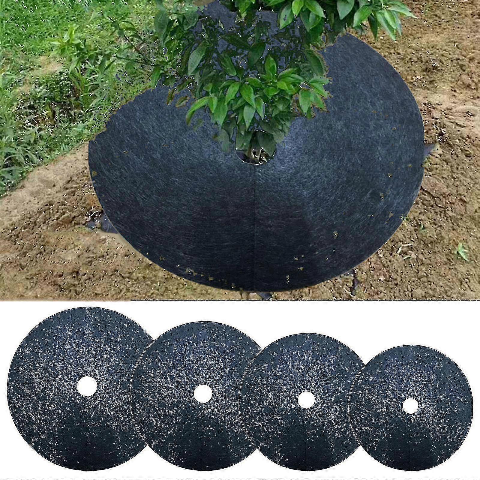 12 Pcs Tree Protection Weed Mats - Ecological Control Cloth Mulch Ring for Round Weed Control