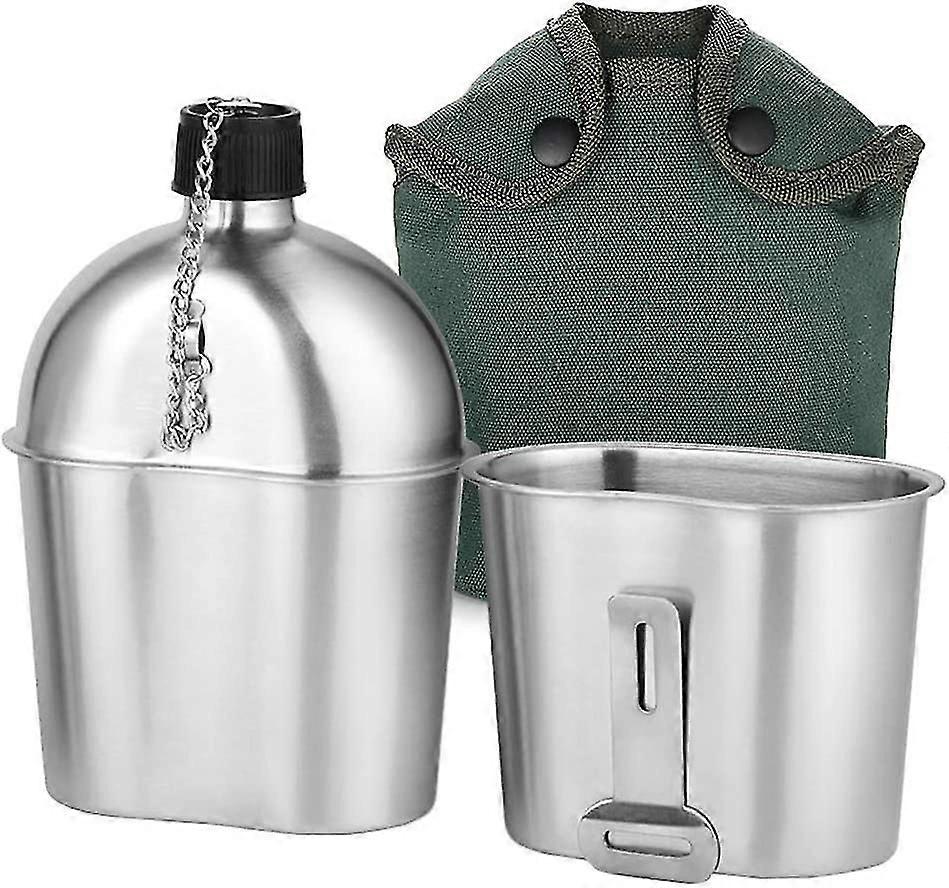 Military Canteen Kit - 2er Set mit 1000ml und 600ml Edelstahlbehältern