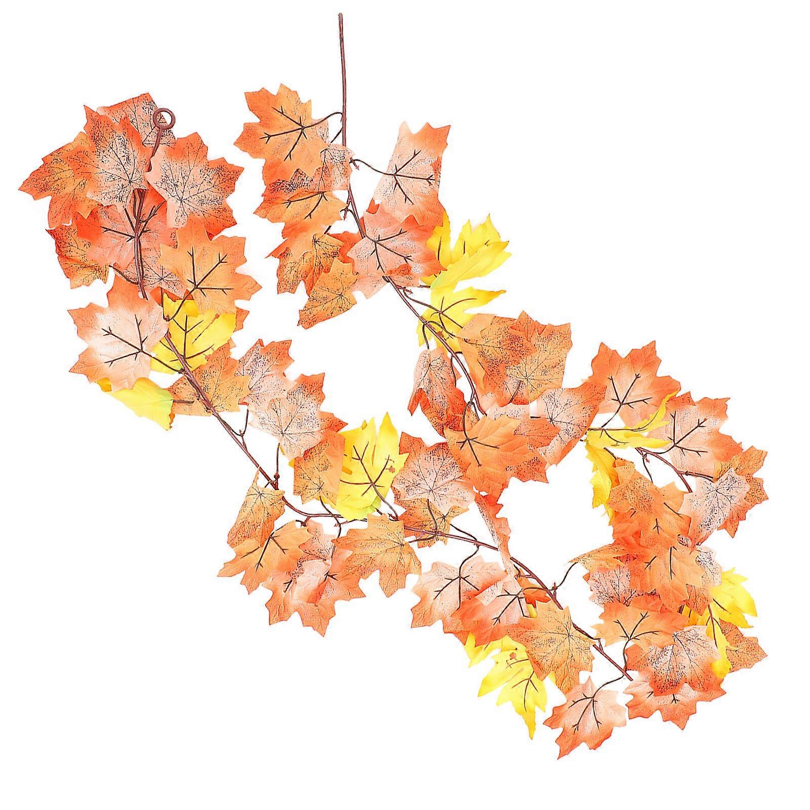 Artificial Autumn Maple Garland Indoor Decoration Multi Material for Fireplace Backdrop 1 Pair