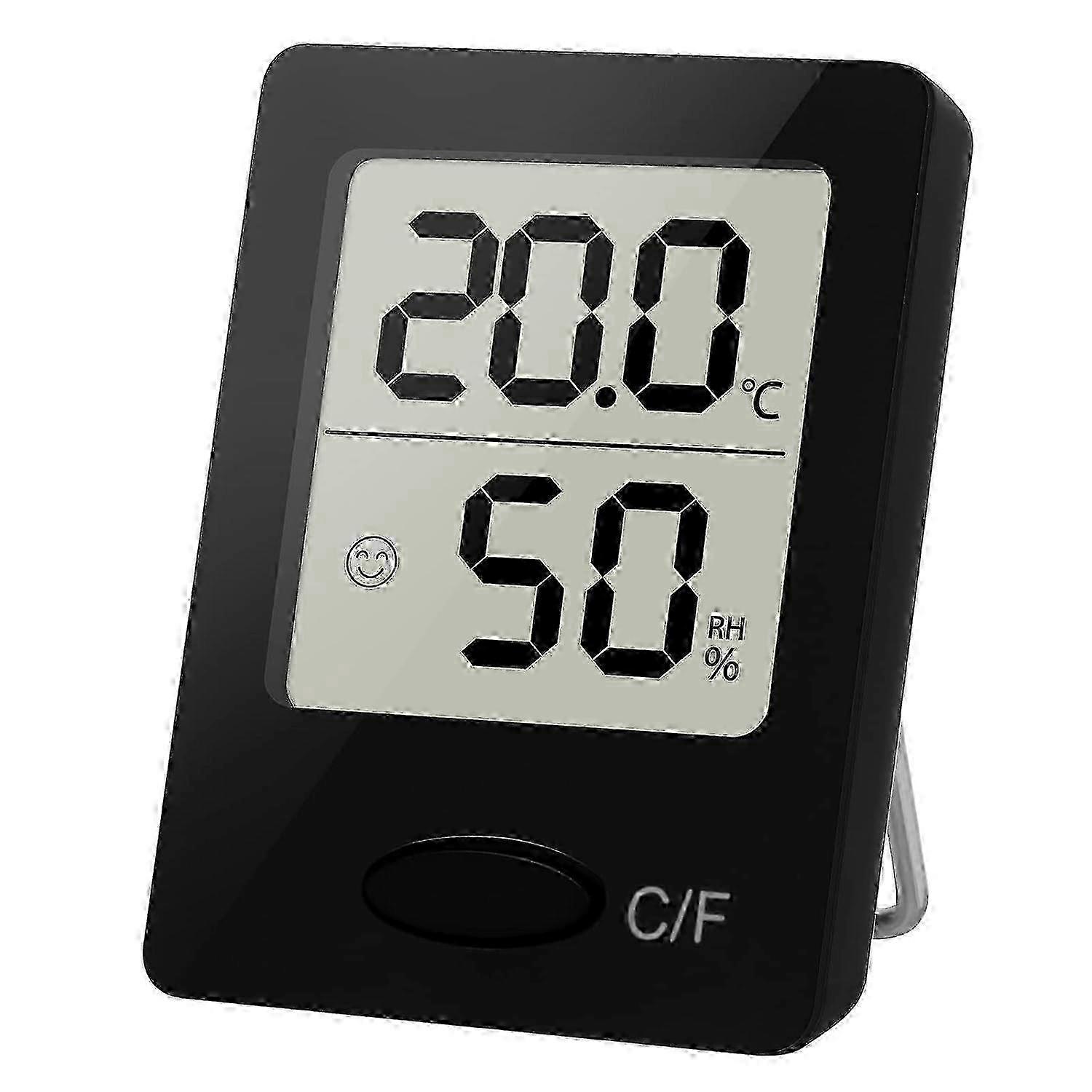 Digital Room Thermometer and Hygrometer with Comfort Indicator - Accurate Temperature Humidity Monitor for Home, Office, Black