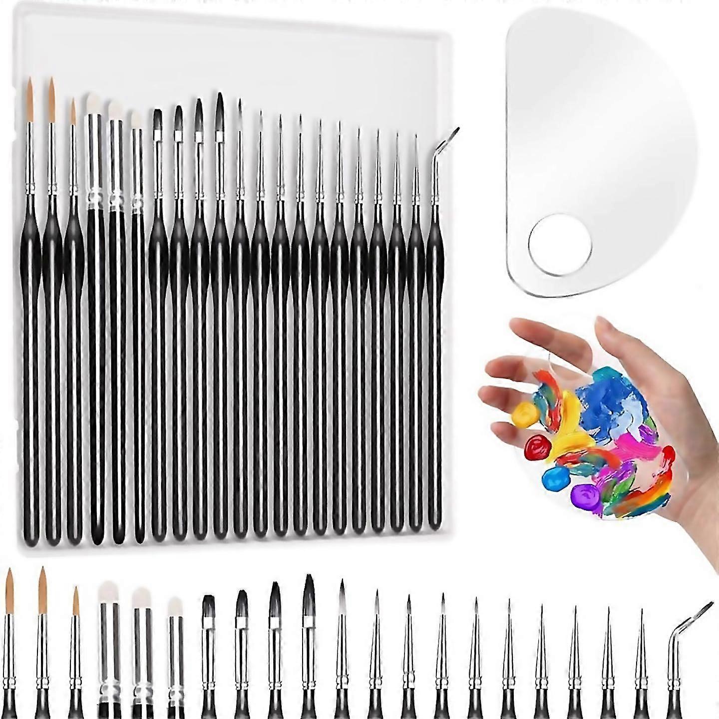 For 21pcs Miniature Paint Brushes With Palette