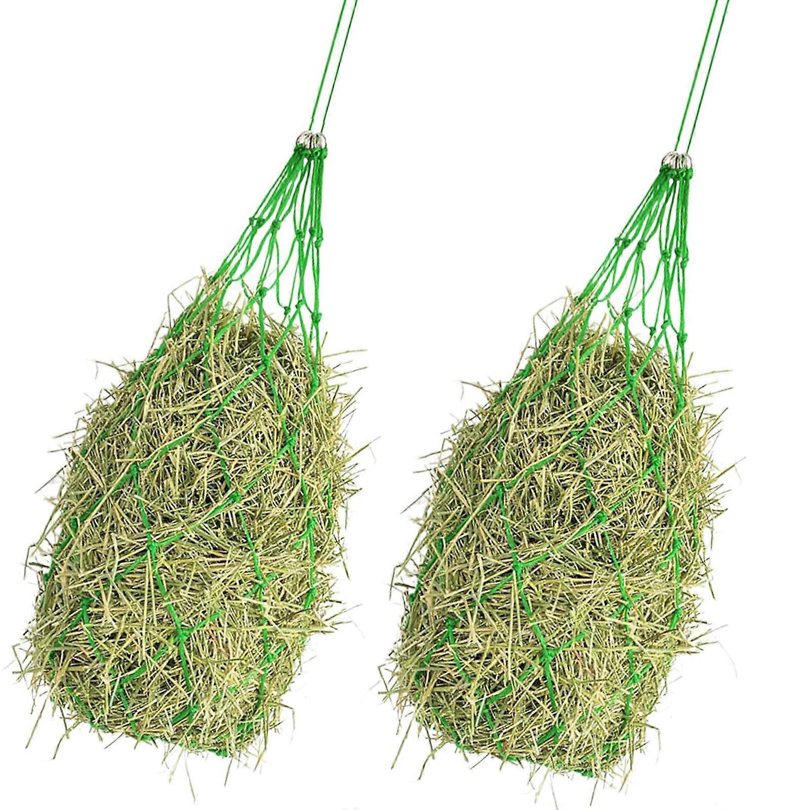 2 Pieces Large Slow Feed Hays Net for Horses 40Inch Holes Promotes Natural Grazing Behavior  Green