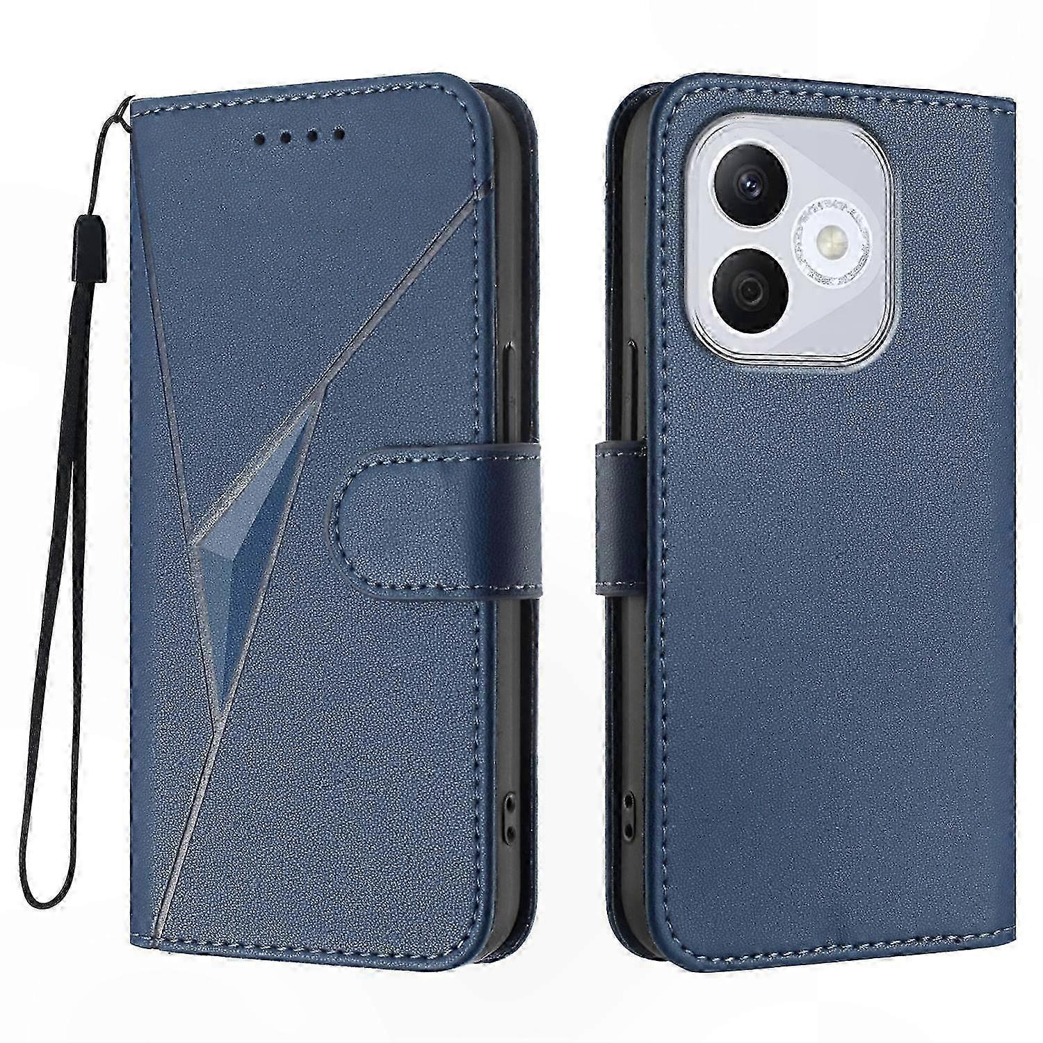 Leather Phone Case with Triangle Design and Lanyard for Honor 400 Lite