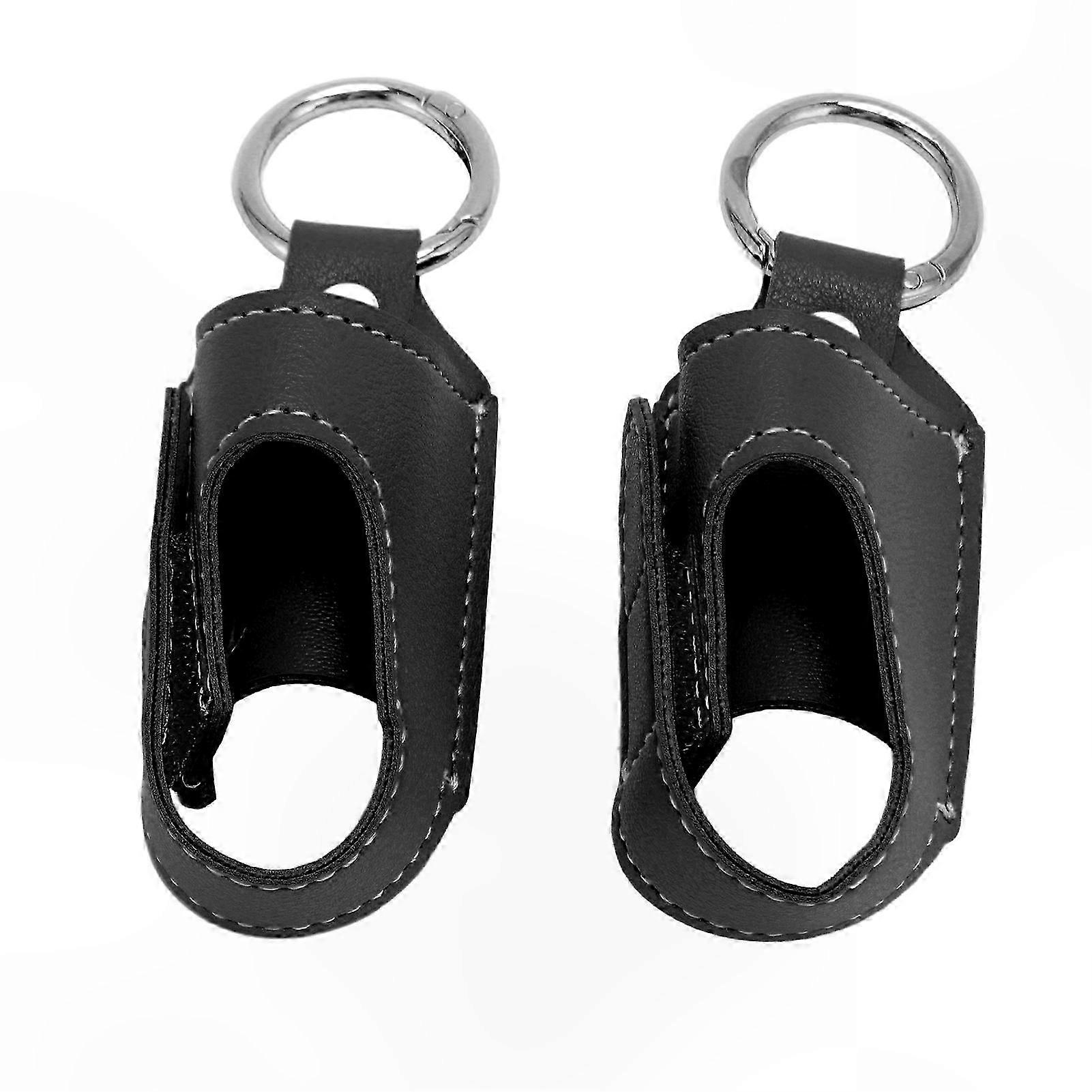 Portable PU Leather Asthma Inhaler Case, 2-Pack Protective Holder for Travel, Durable Black Storage Solution