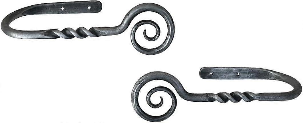 Hand Forged Scroll Curtain Holdbacks Set of 2Pcs Wrought Iron Farmhouse Twisted