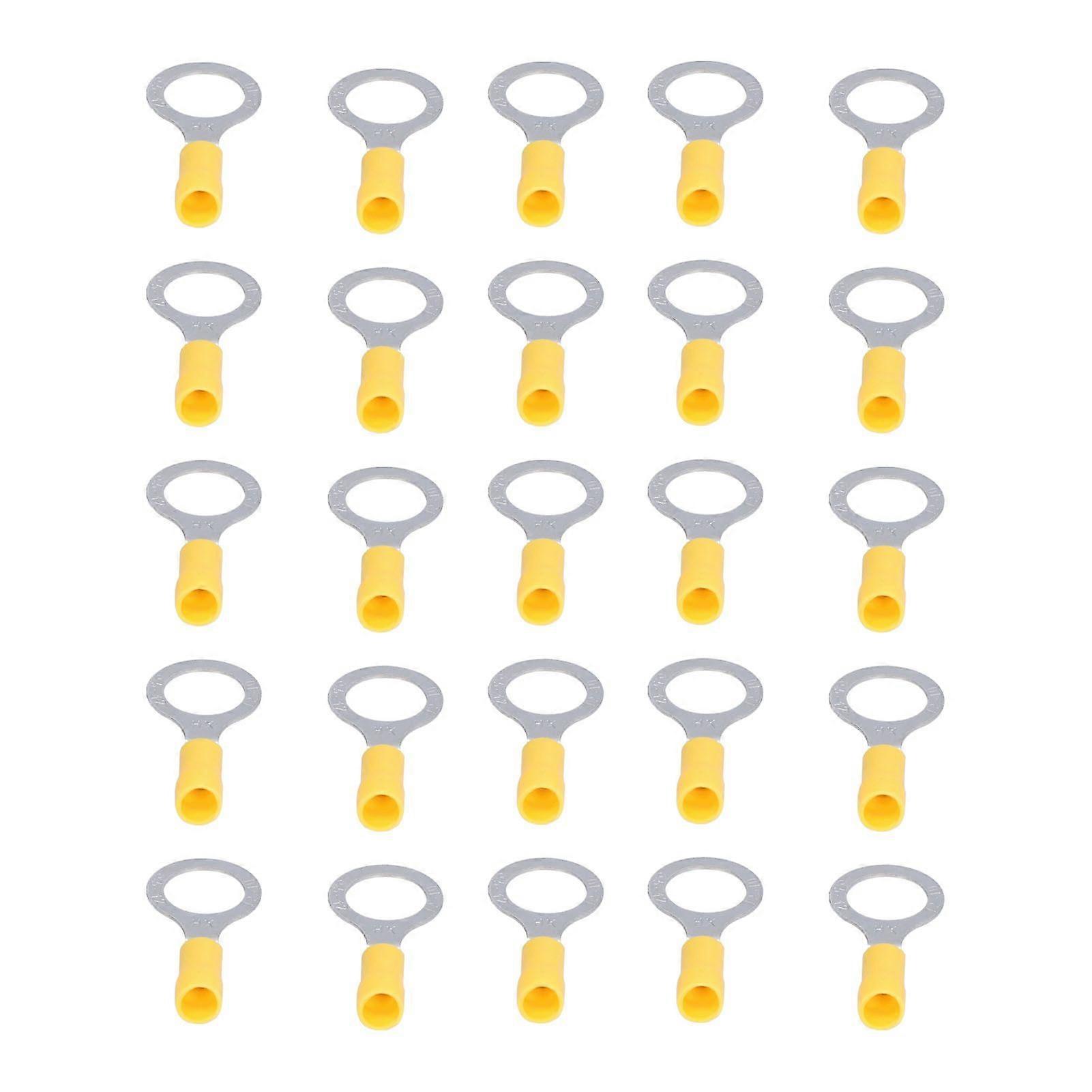 25Pcs Ring Terminal Electrical Wire Cable Crimp Connector RV512 Accessory Set Kit Yellow