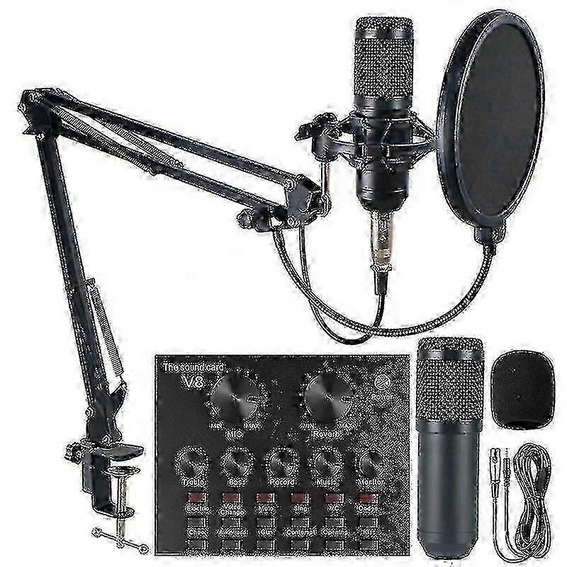2025 Professional Recording External Live Streaming Sound Card Set – Bm-800 Karaoke Microphone V8 Sound Card Capacitor Microphone