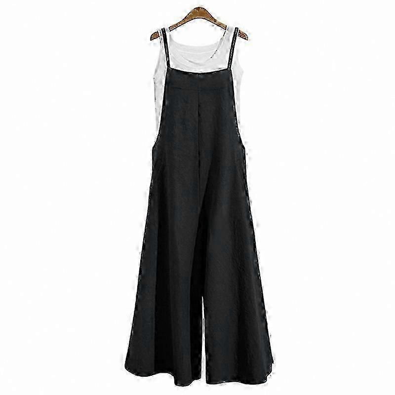 Women's Loose Fit Sleeveless Jumpsuit with Long Bib Overalls and Adjustable Straps