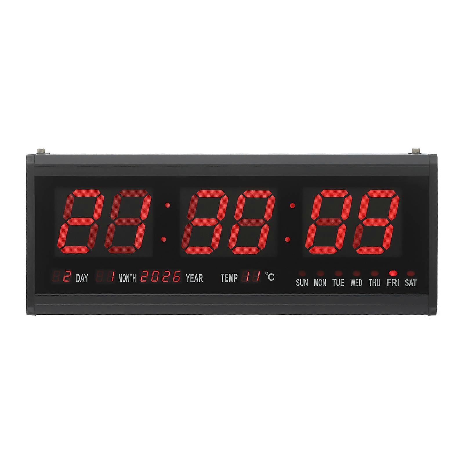 220V Wall Digital Clock Electronic LED Time Display Tabletop Silent Clock