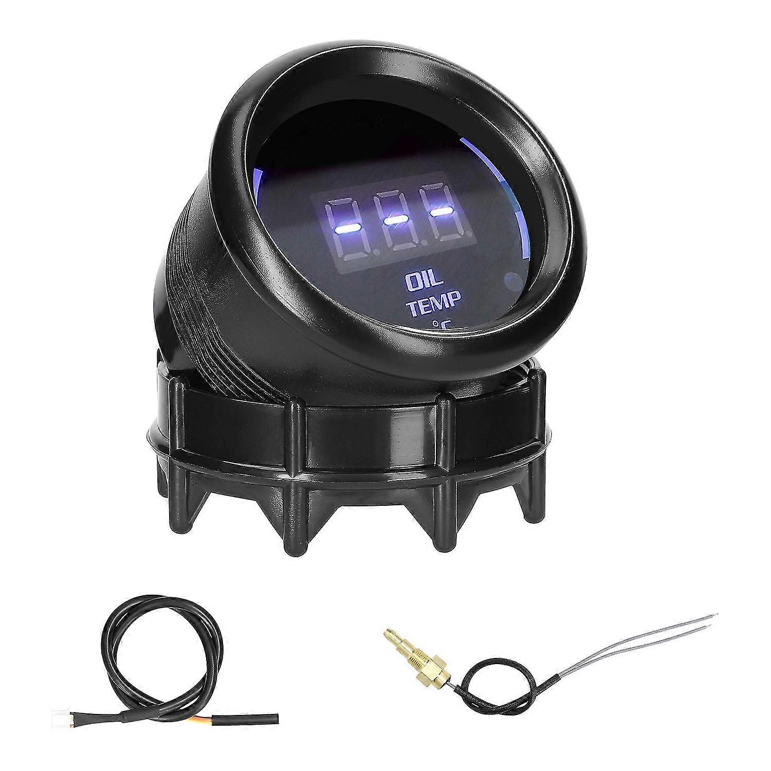 52mm Oil Temperature Gauge Car Digital Meter LED Display 40-140℃ with Sensor Alarm Function for Car