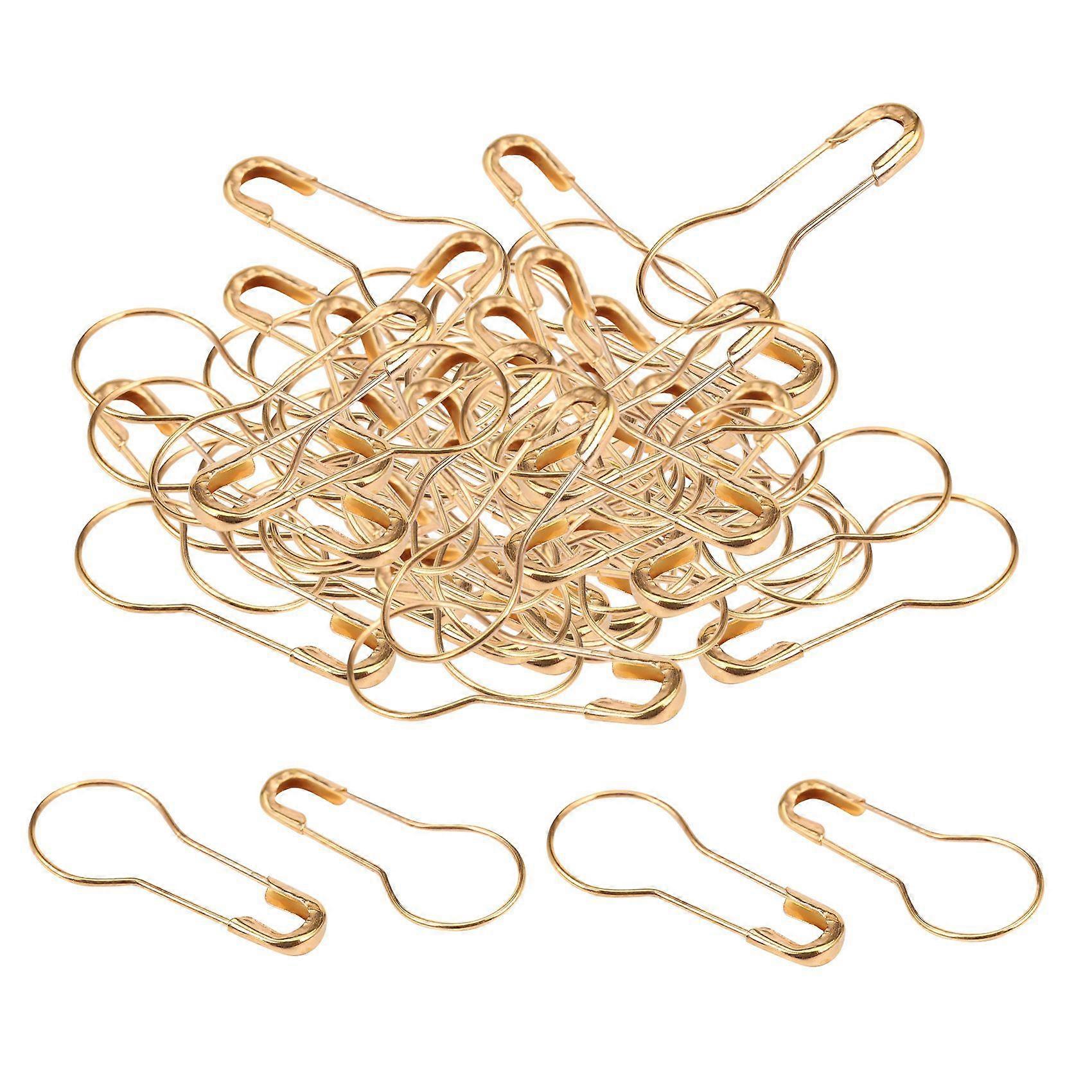 Gourd Hooks Calabash Shape Safety Pins Swing Tag 100 Pcs Gold Tone