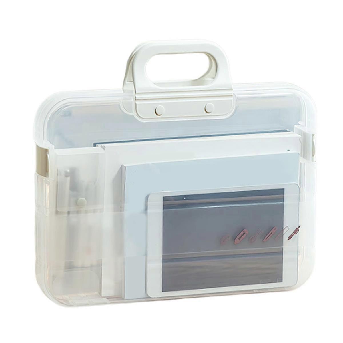 A4 Plastic File Folder with Lock Handle Portable Box File Waterproof Filing Supplies Multi-Purpose D