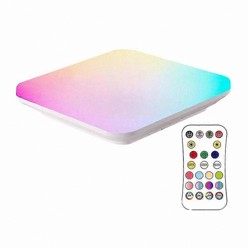 Smart Dimmable 24W RGBWC Square Ceiling Panel Light with Remote Control, Adjustable 2700K-6500K, Color Changing Lighting Solution