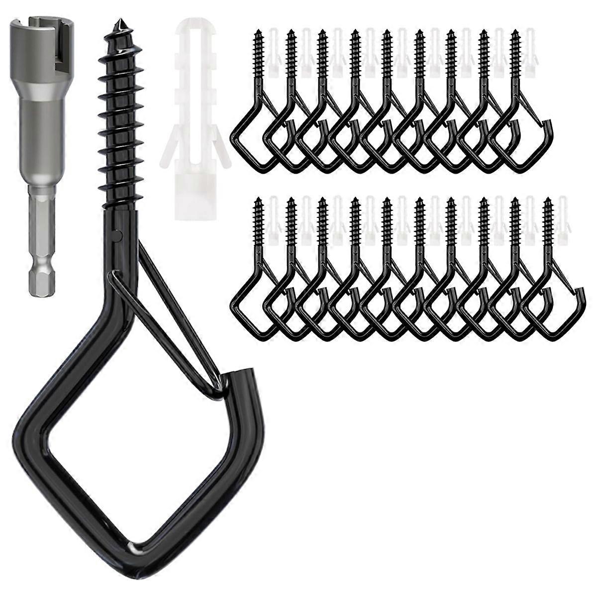 Screw Hooks with Safety Buckle, Heavy Duty Ceiling Hooks for Hanging Outdoor String Lights, Plants, Wind Chimes