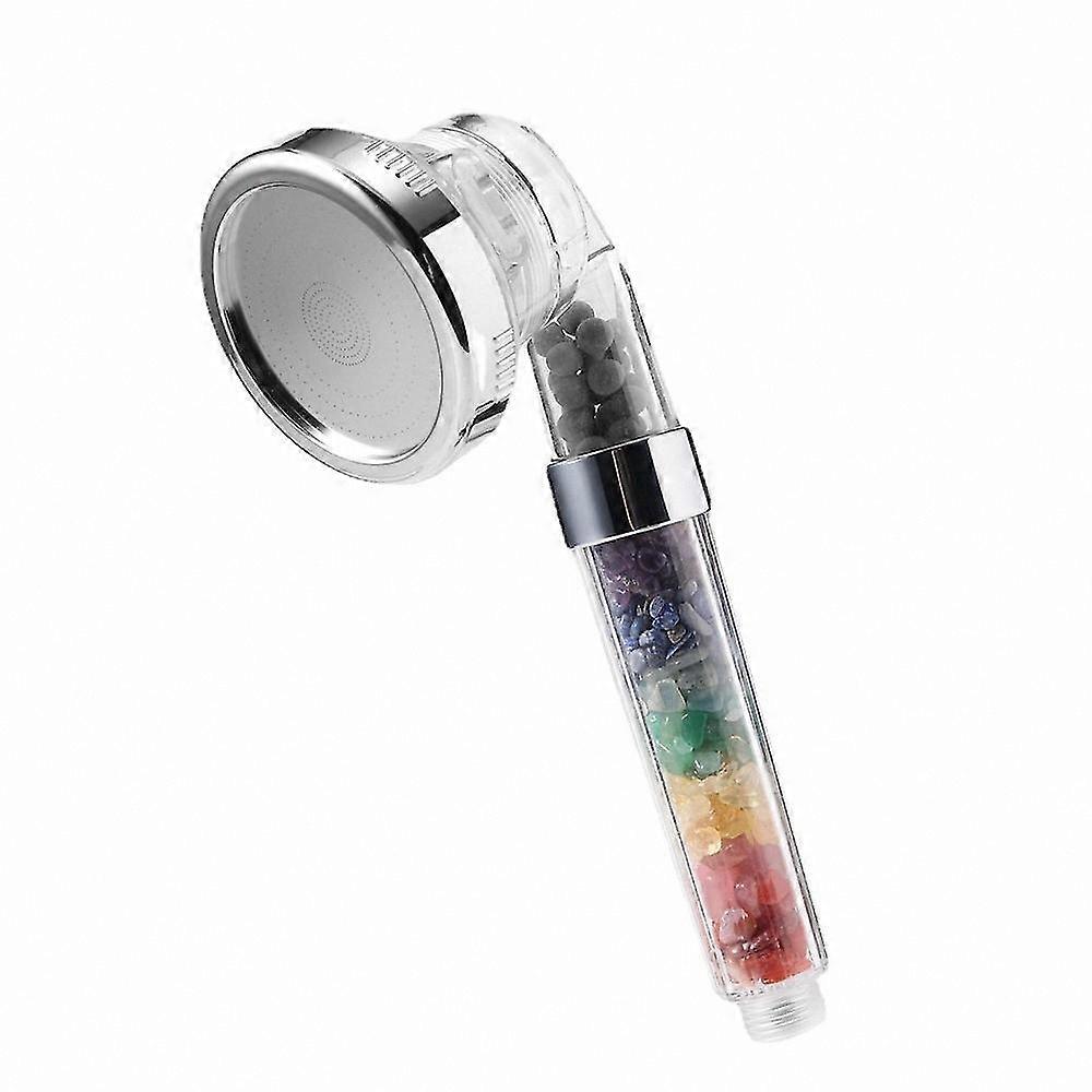 Shower Head with Natural Stones for Bathroom - High Pressure and Water Saving - Anti-Limescale Lithotherapy Feature