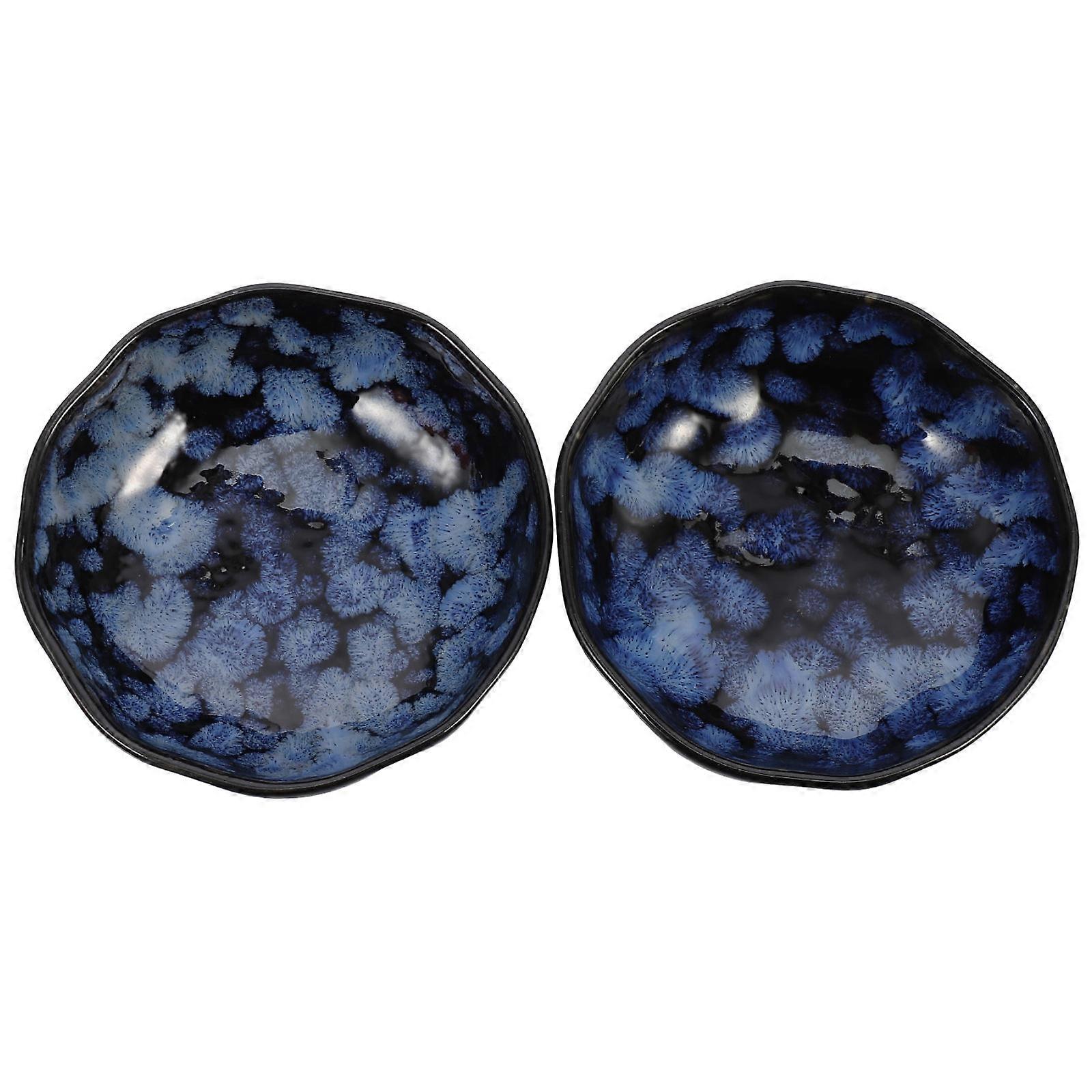 Ceramic Soy Sauce Dipping Dish Japanese Style for Serving 2Pcs Blue