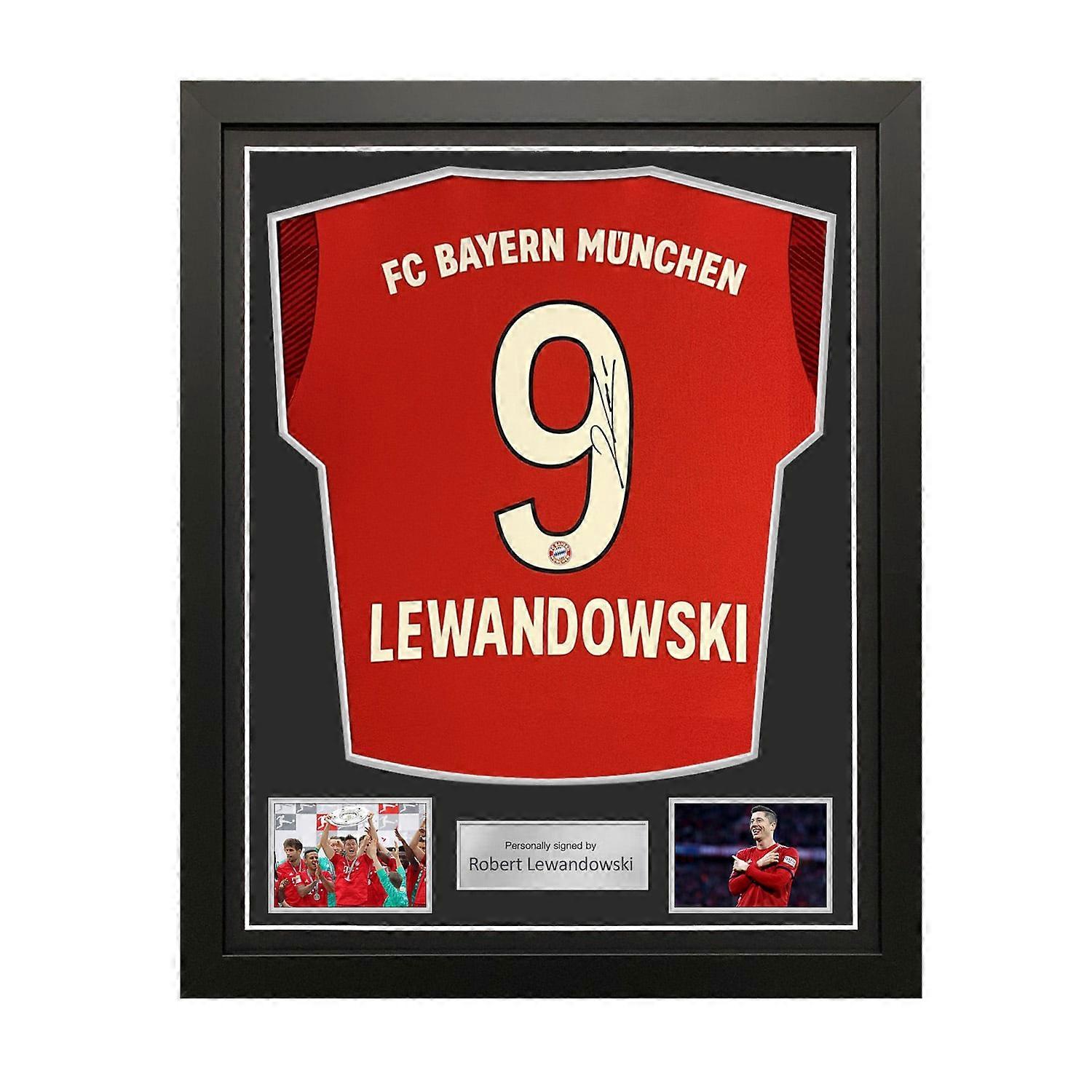 Robert Lewandowski Signed Original Bayern Munich 2018-19 Home Football Shirt. Standard Frame