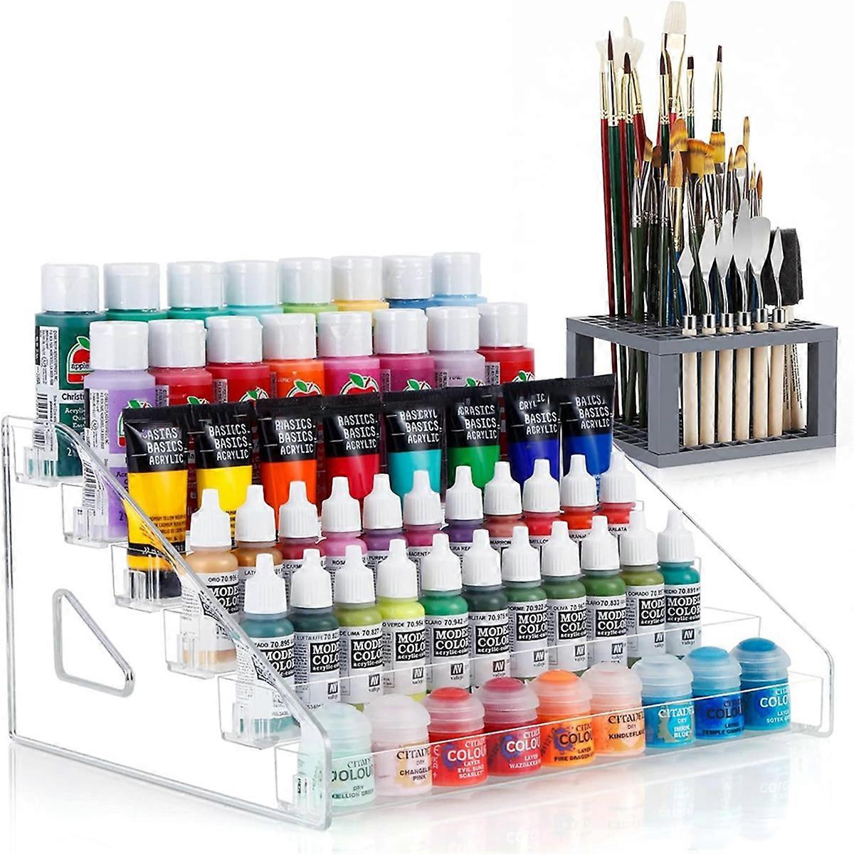 6 Layer Acrylic Paint Storage Box and Brush Holder Design Easy Assembly Paint Storage Rack for Craft Hobby Storage