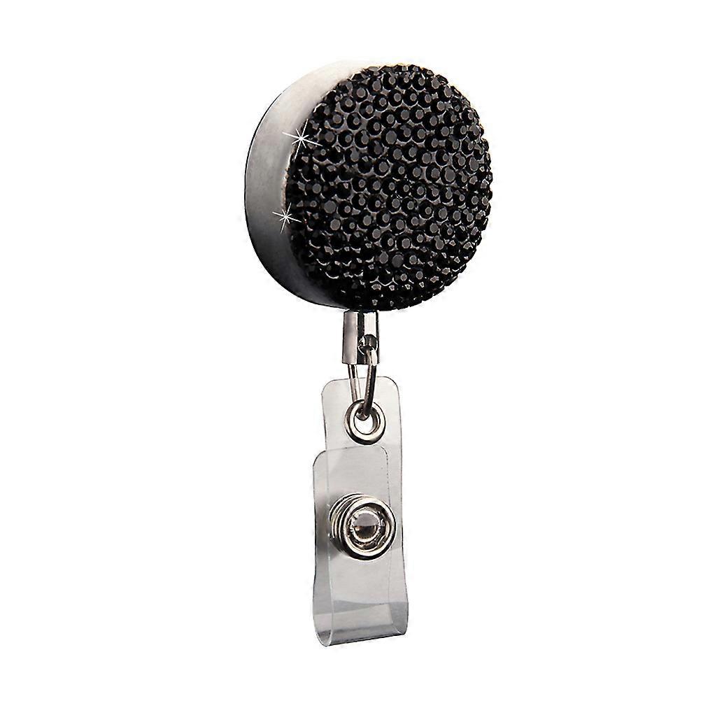 Retractable Telescopic Badge Holder Alloy Rhinestone Keychain for Daily Use