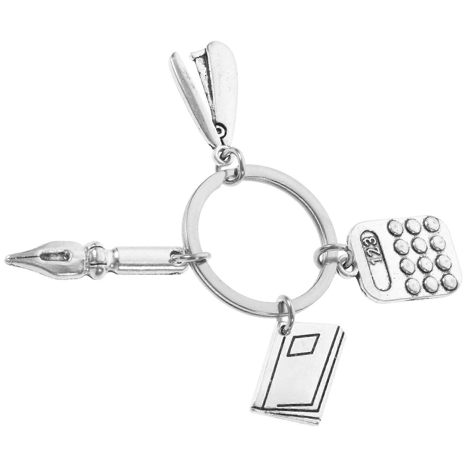 Mini Calculator Keychain Backpack Pendant Gift For Students And Learners Silver Color Zinc Alloy Material 1Pack