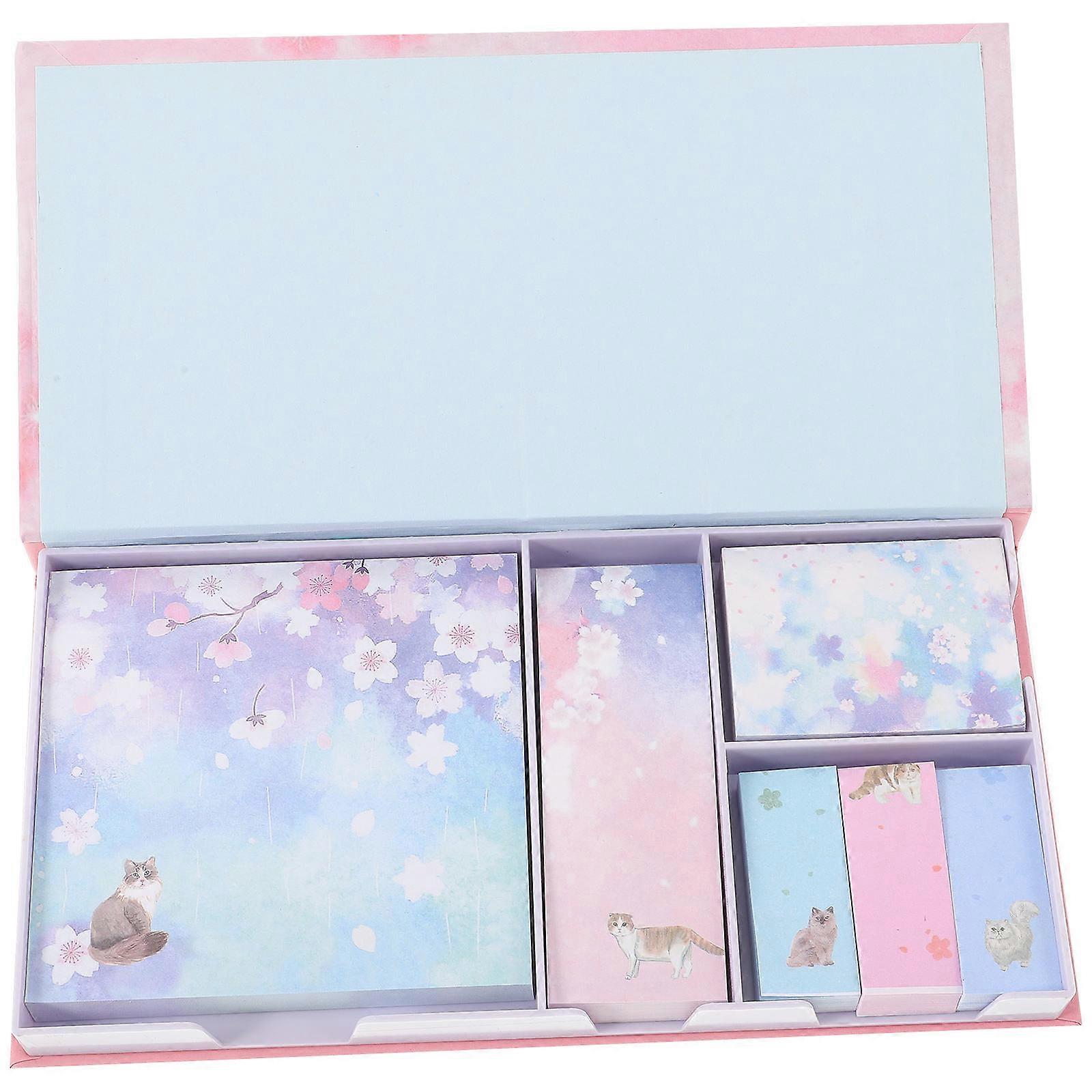 Cat Sticker Notes Pads Box For Home School Office Use Lovely Cherry Blossoms Memo Pad 1 Set Remind People