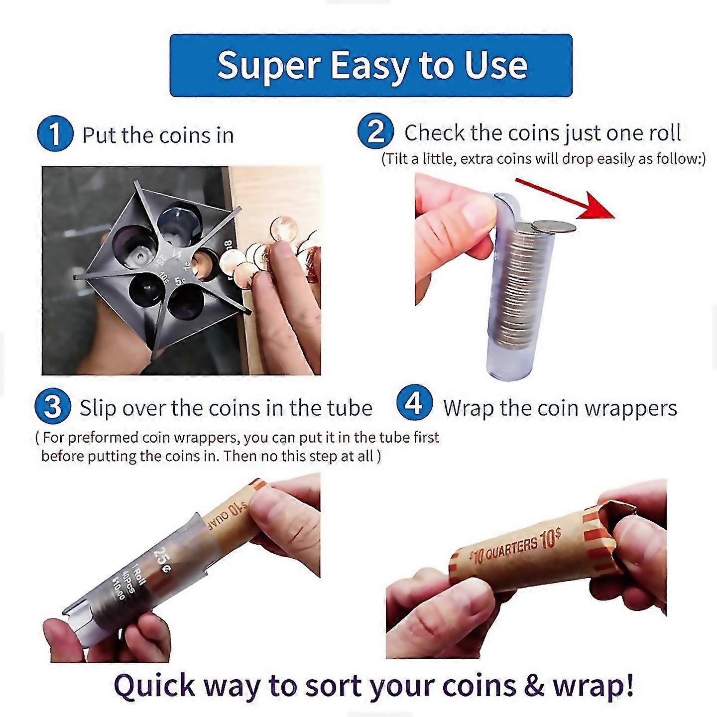 For Coin Counter Coin Sorter Tube Change Counter Machine Coin Roller