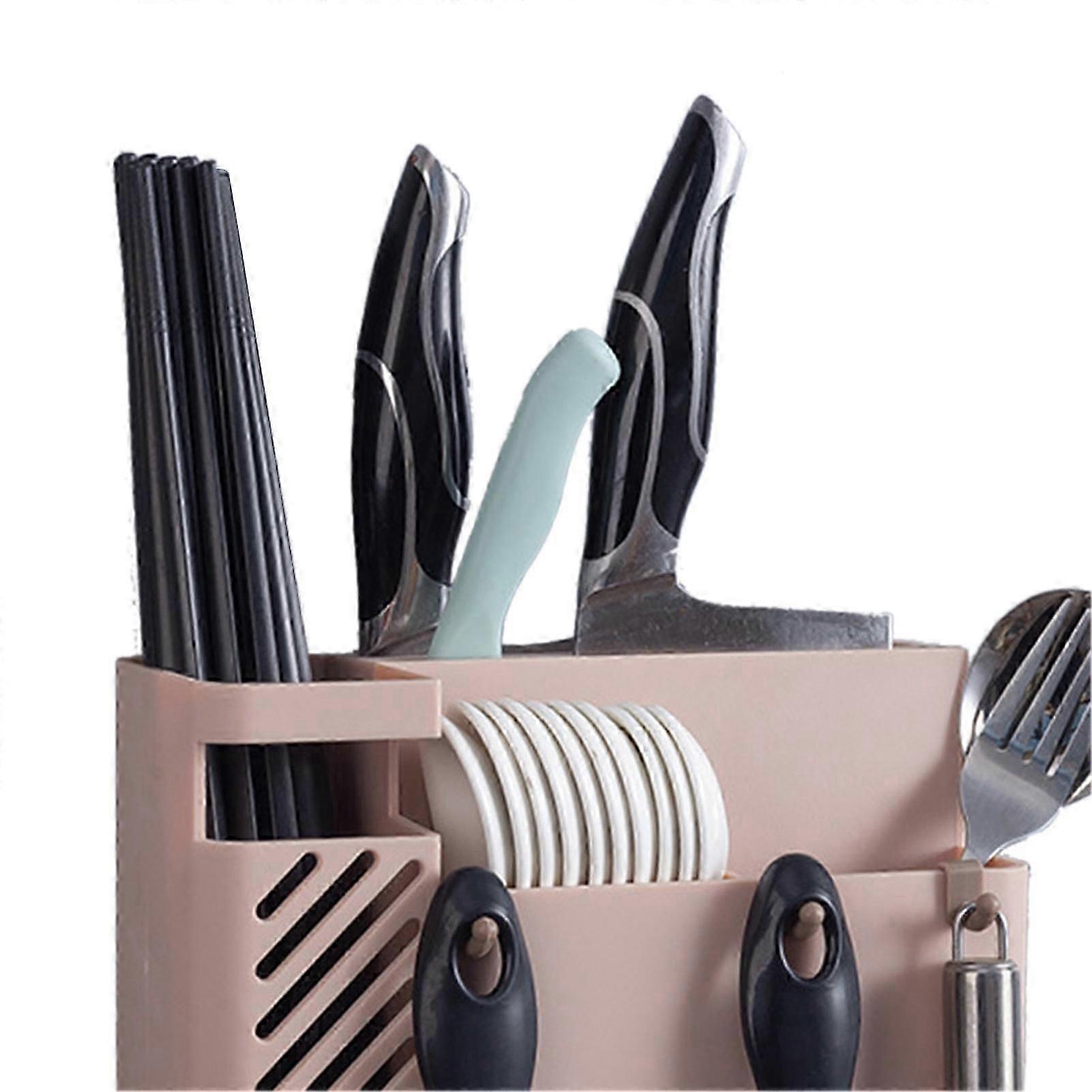 Cutlery Holder | Multifunctional Wall Mounted Drying Rack | Kitchen Use | Pink