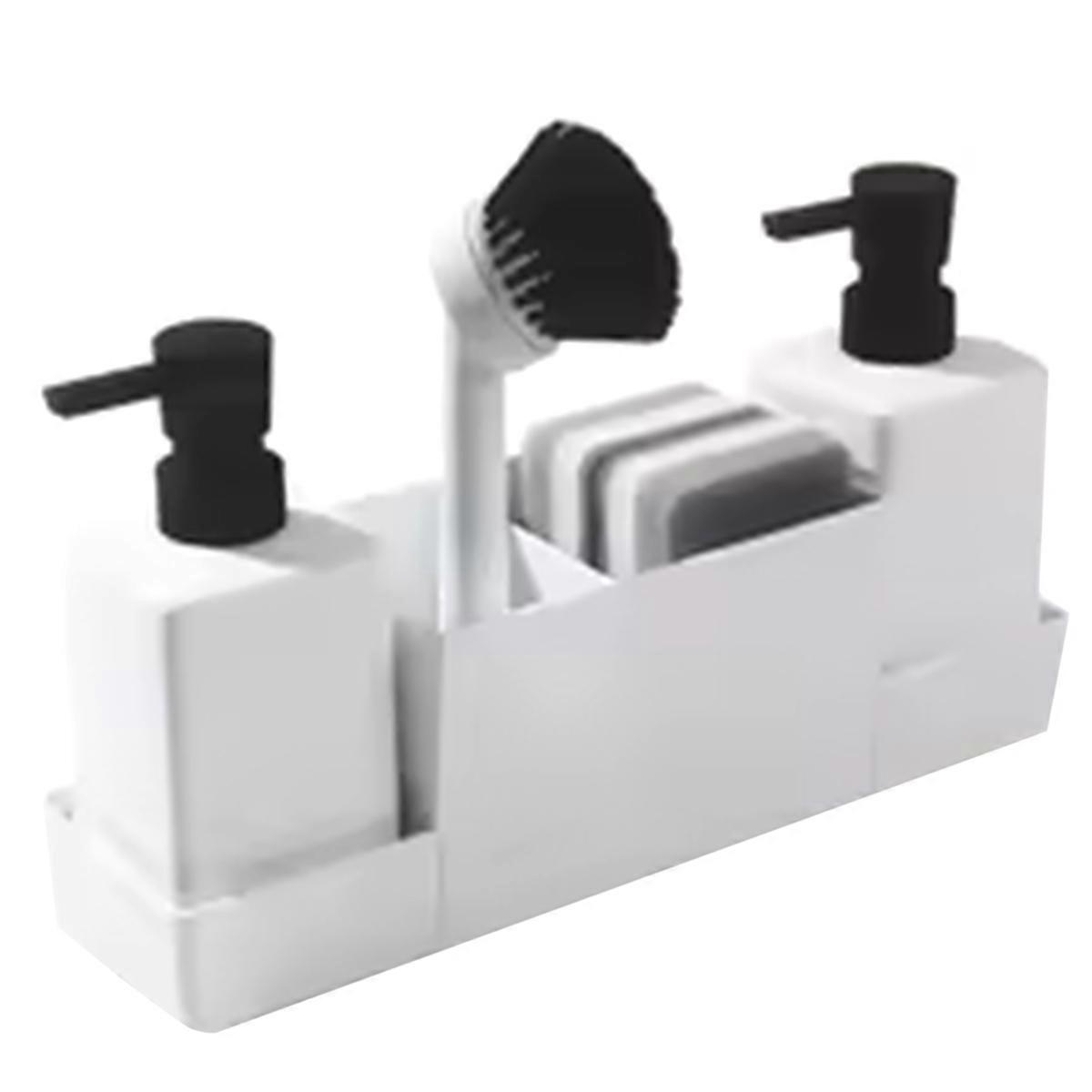 Kitchen Soap Dispenser with Sponge Holder Set Matte White
