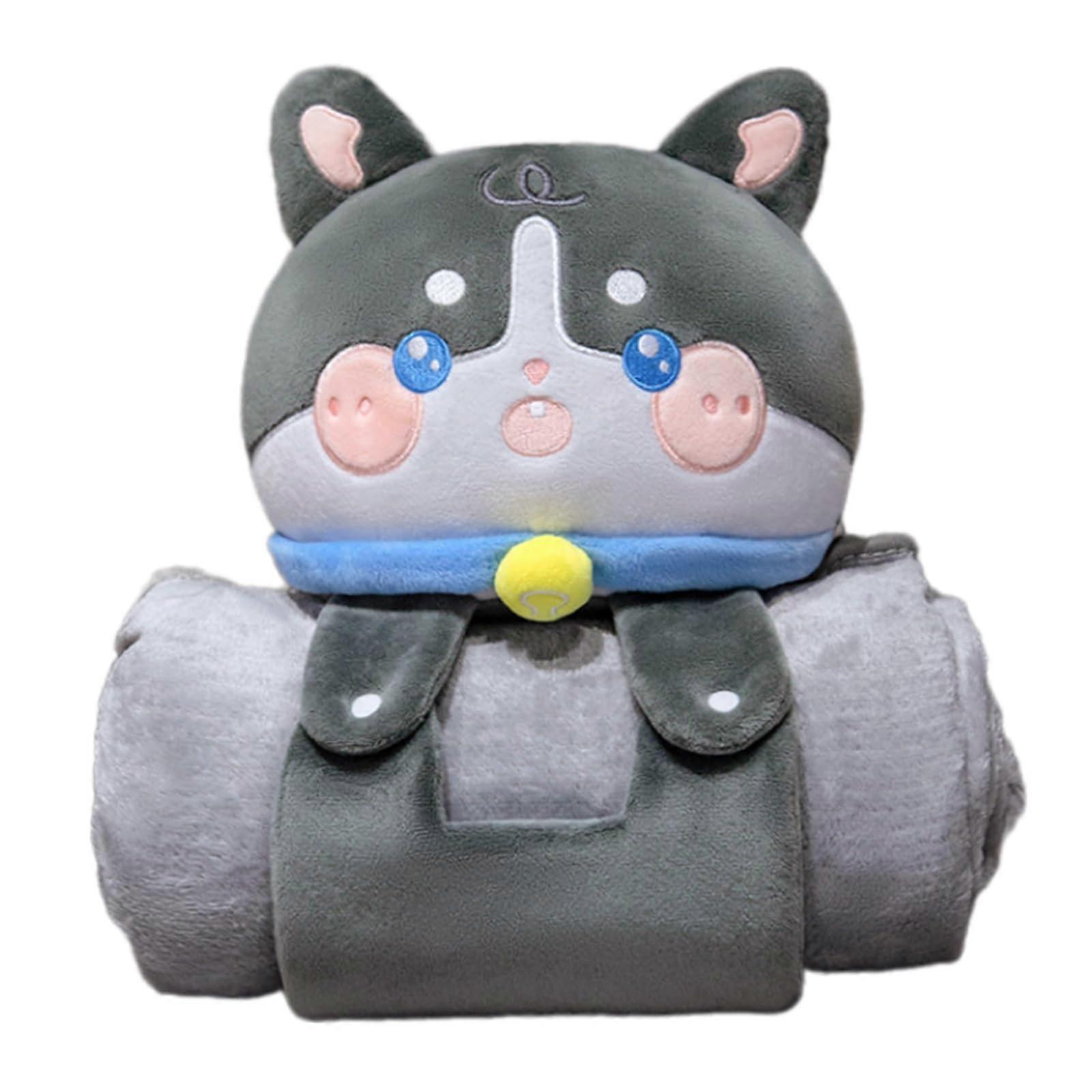 Multifunctional Plush Dolls Pillow 2In1 Hand Warmer Folding Quilt Blanket Air Conditioning Blanket