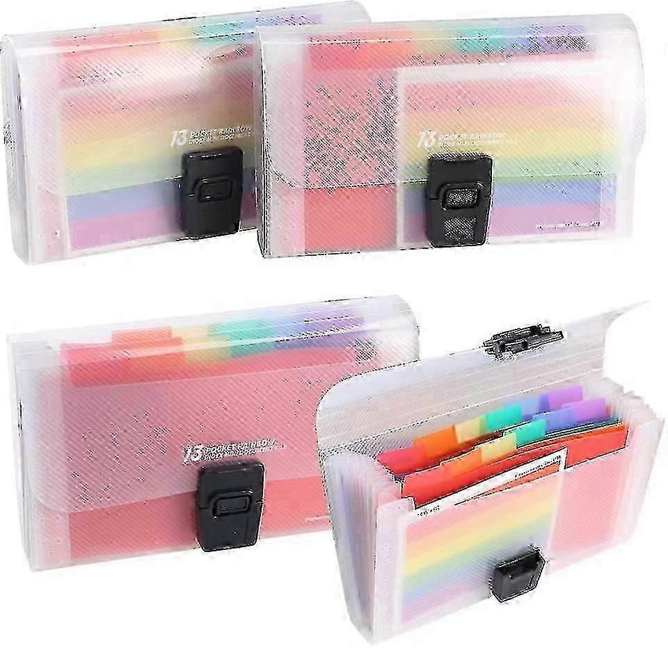 4 عبوات توسيع مجلد الملفات ، A6 13 جيوب قوس قزح منظم المستندات A6 مجلد الأكورديون المنظم حافظة محفظة مع فهرس الملصقات للفواتير G