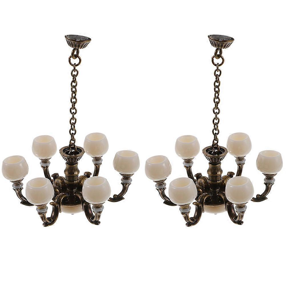 Mini Ceiling Lamp Model Doll House Decor for Decoration 6Pcs Brown