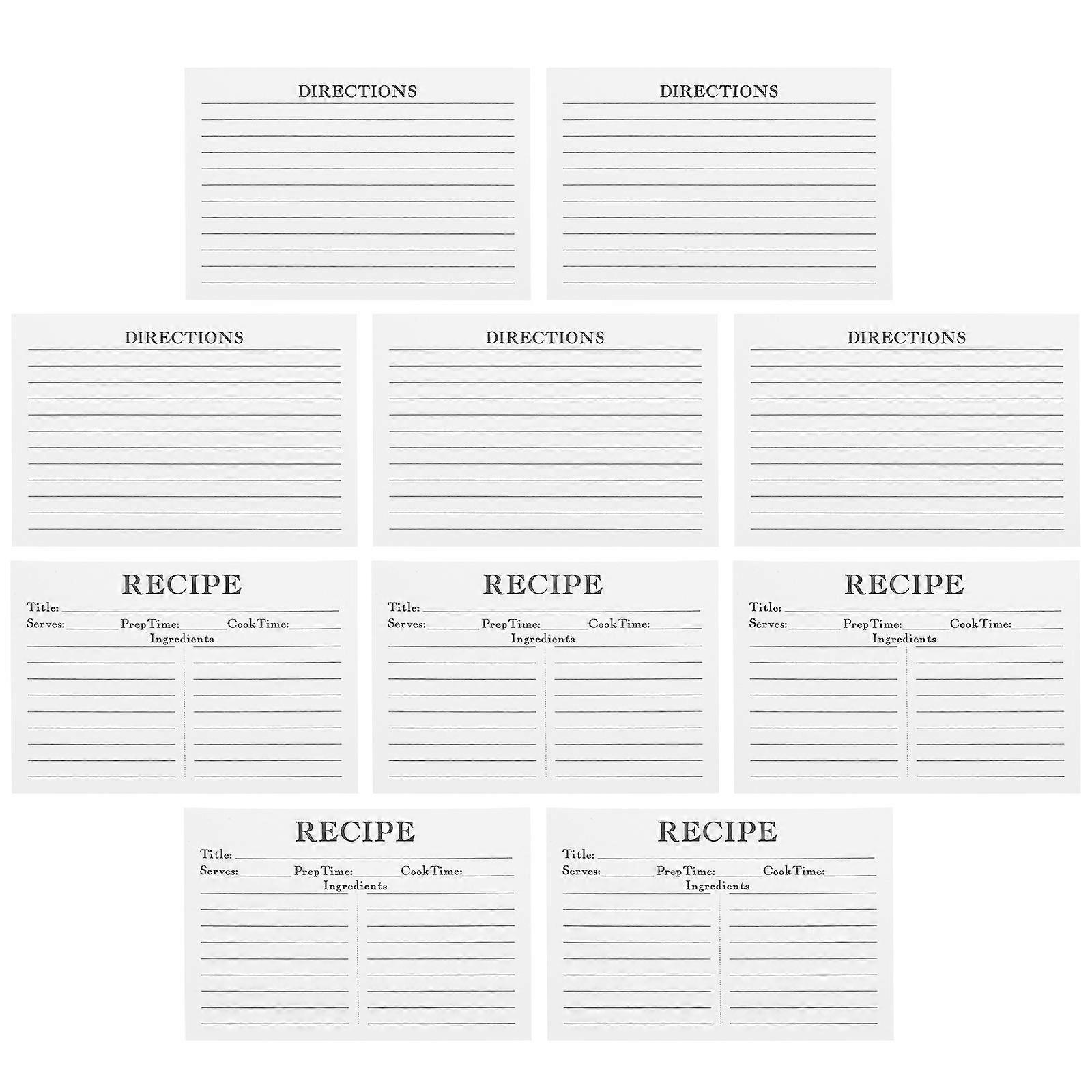 Recipe Card Paper Kitchen Accessories for Convenient Use 250Pcs