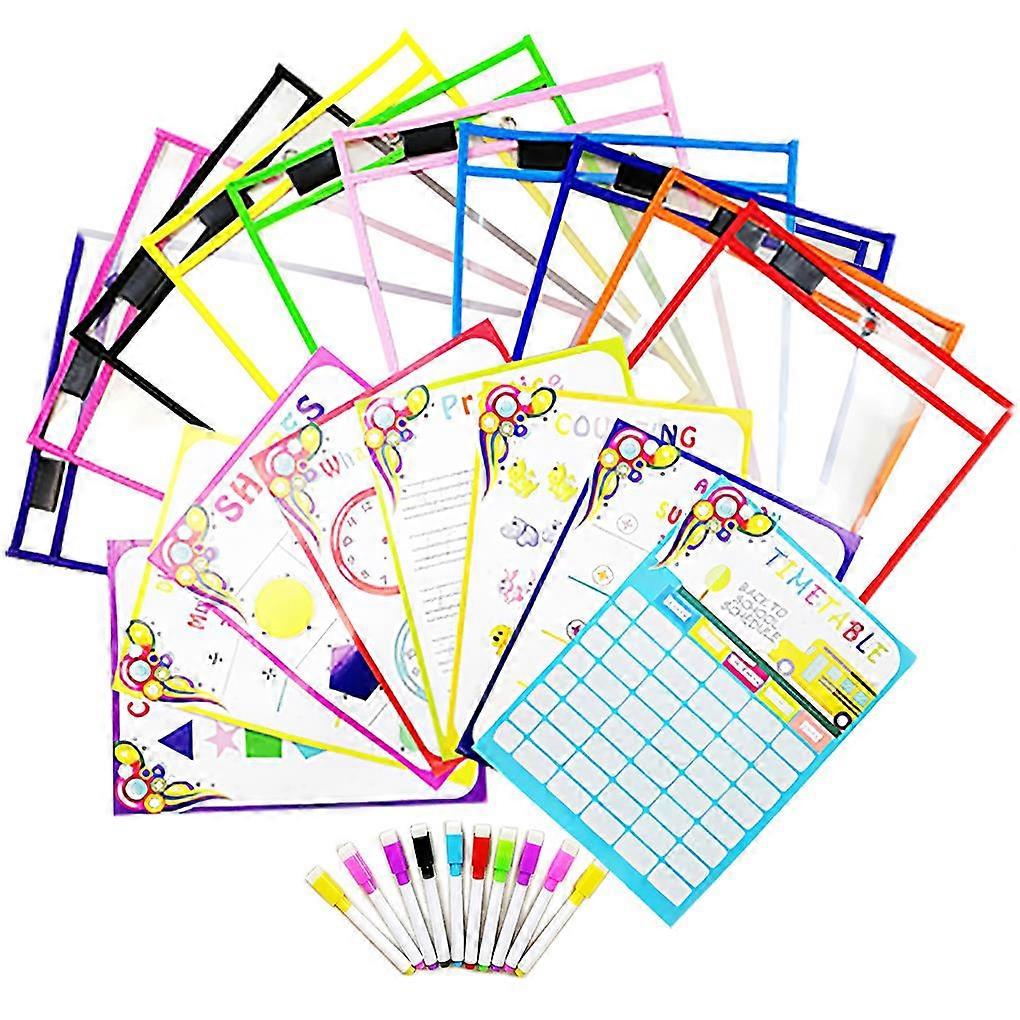 10pcs Reusable PVC Transparent Sewing for Dry Erase Document Bag Pet Tracing Red Writing for Dry Erase Bag Durable