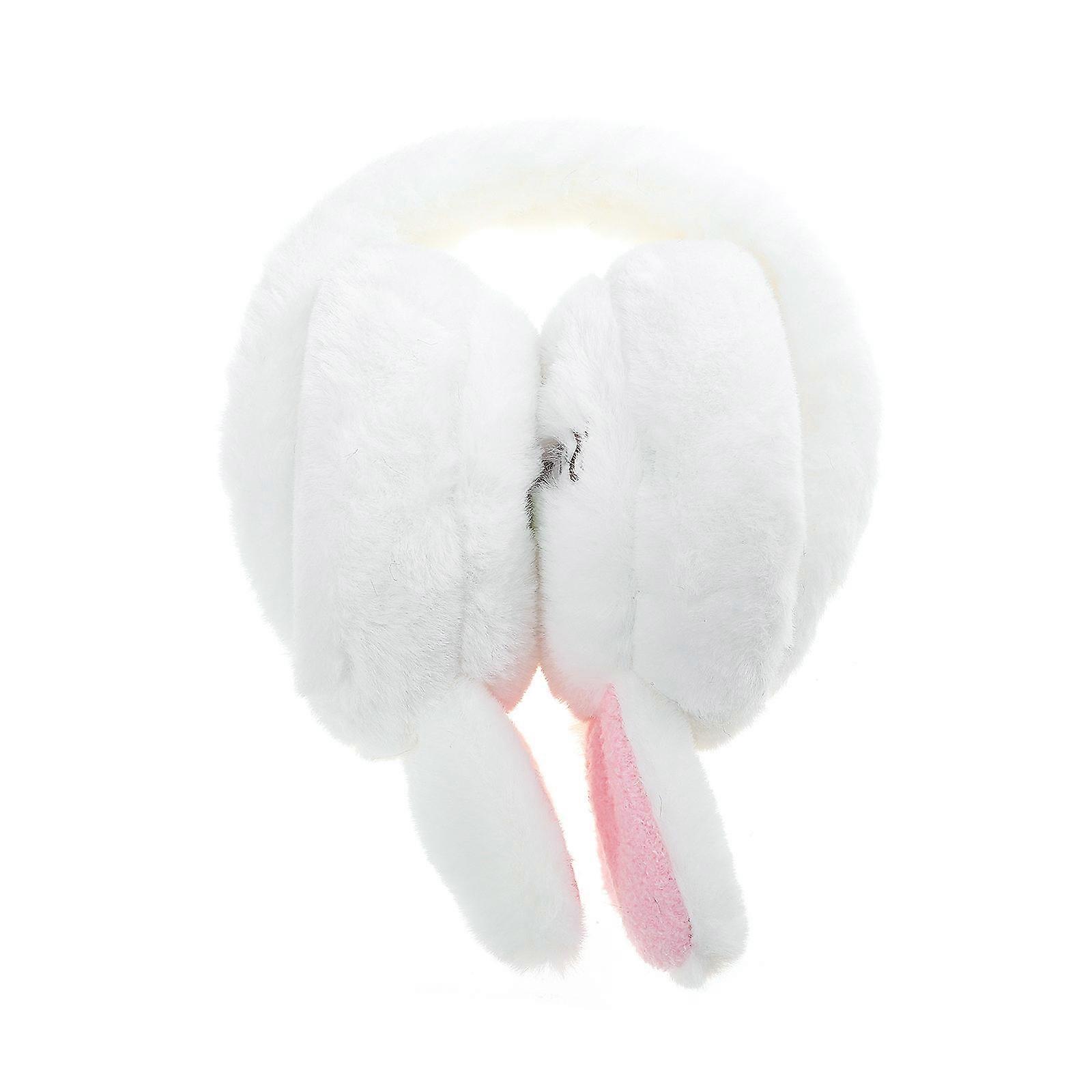 Children Earmuff Rabbit Ear Earmuff for Ear Warming 3Pcs White Plush
