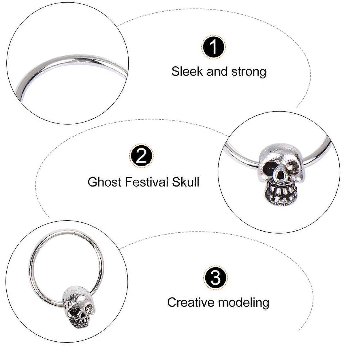Halloween Earring Skull Eardrop for Decoration Use 8Pcs Silver Alloy