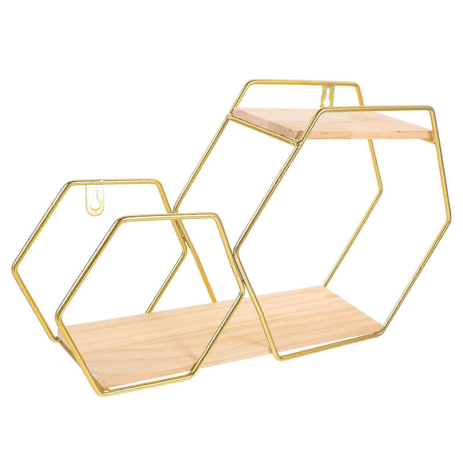 Compact 2Pcs Hexagonal Floating Shelf For Kitchen And Bathroom Storage 40.00X23.00X10.00Cm Stylish Decoration